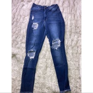 High Waisted Skinny Distressed Jeans size 13